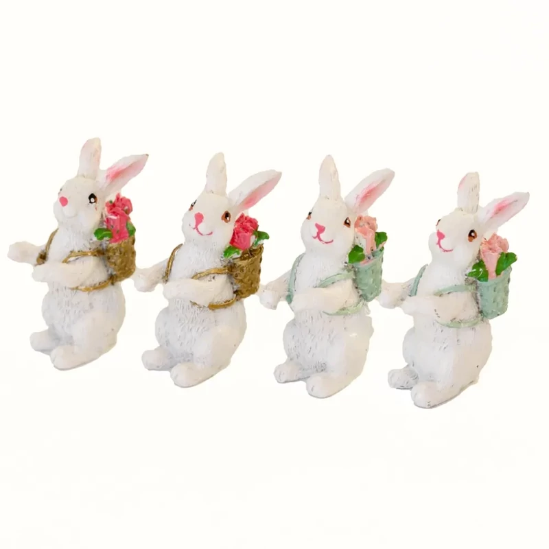 Húsvéti nyuszi polyresin dekor csomag 4 db nyuszival 2x6 cm