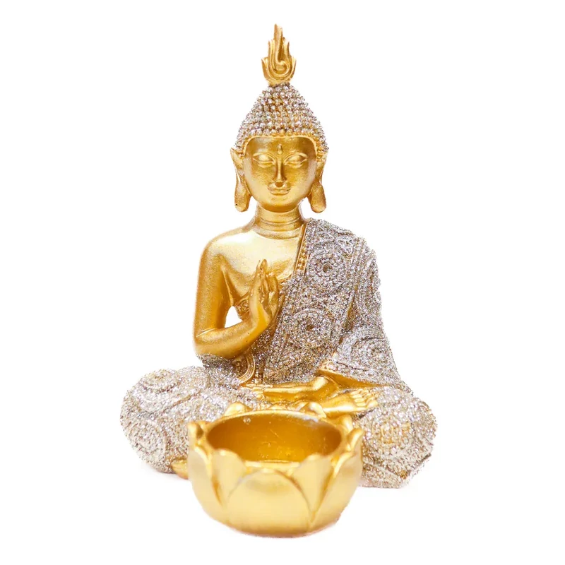 Buddha arany színű polyresin szobor