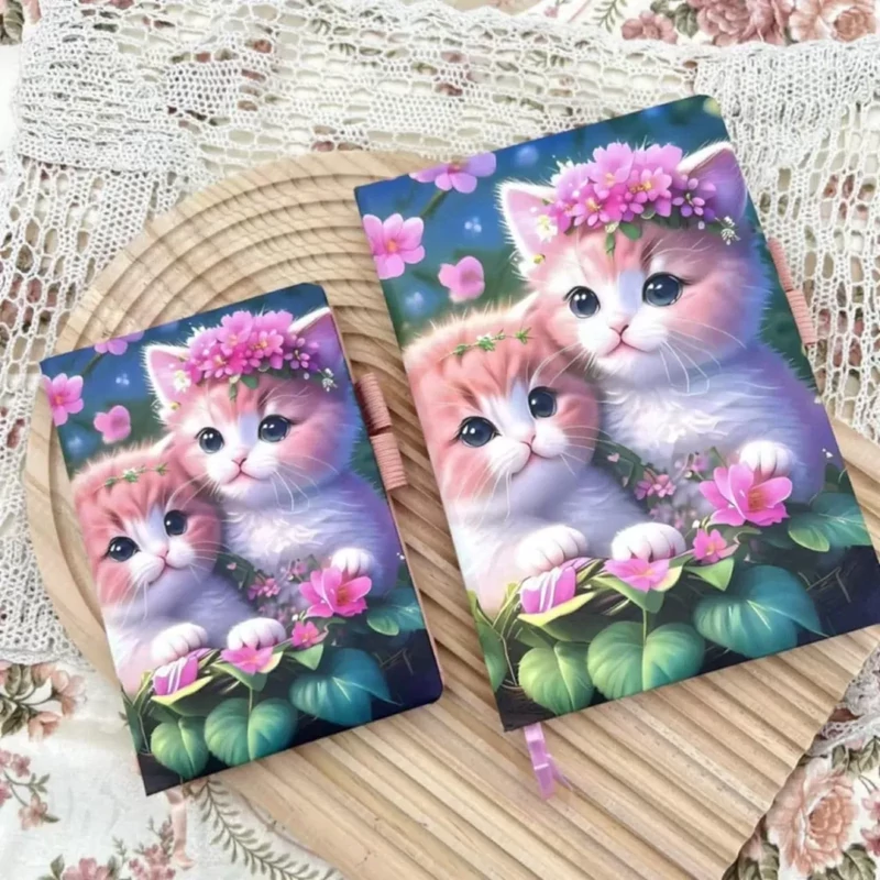 Notesz 3D cicás mintákkal gumipánttal A5 méretű 8166