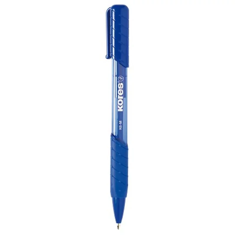 Golyóstoll, 1,0 mm, nyomógombos, háromszögletű, Kores K6-M, kék