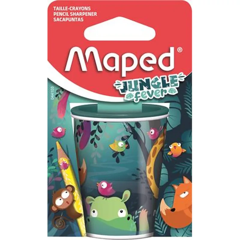 Hegyező kétlyukú tartályos vidám dzsungel állatos Maped Jungle Fever