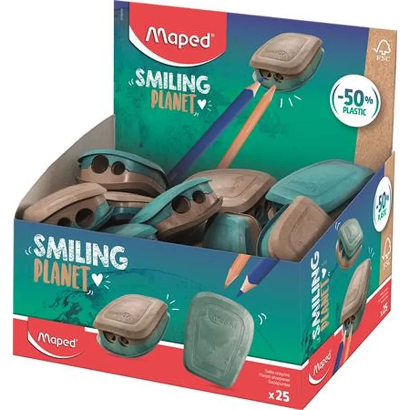 Hegyező kétlyukú tartályos újrahasznosított FSC Maped Smiling Planet ECO