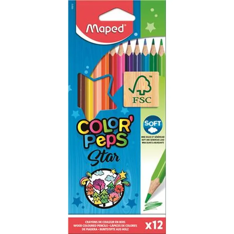 Színes ceruza készlet háromszögletű Maped Color Peps Star 12 db