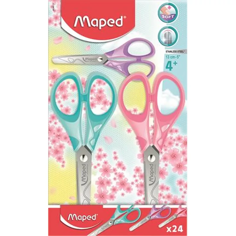Olló display, iskolai, 13 cm, MAPED "Essentials Soft Pastel", pasztell színek