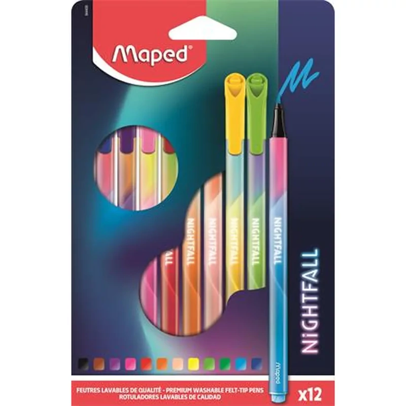 Filctoll készlet 2,5 mm kimosható MAPED Nightfall 12 különböző szín