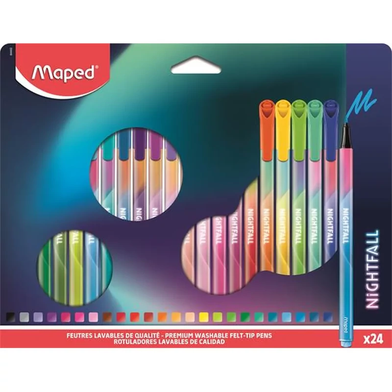 Filctoll készlet 2,5 mm kimosható 24 db/készlet Maped Nightfall