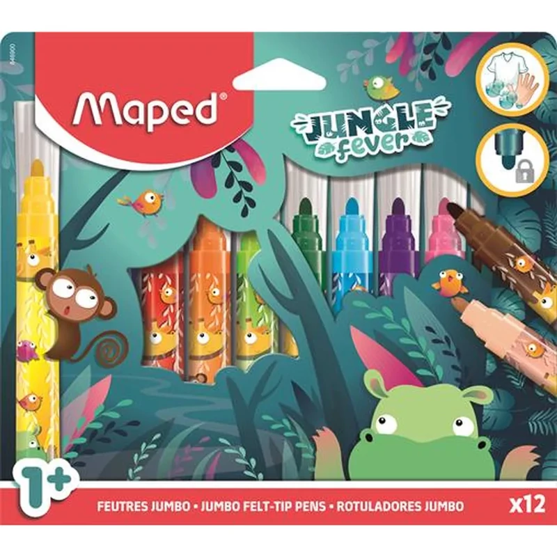 Filctoll készlet kimosható 5 mm vastag MAPED Jungle Fever 12 különböző szín
