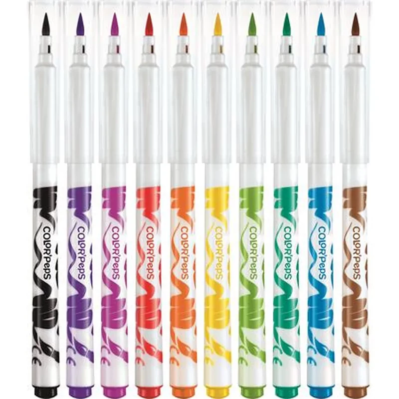 Filctoll készlet, kimosható, ecsetjellegű, MAPED "Color ’Peps Brush", 10 különböző szín