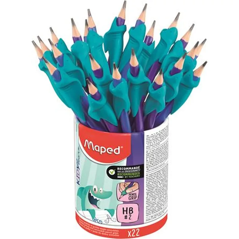 Grafitceruza radírral és ceruzafogóval, ceruzatartó, HB, háromszögletű, MAPED "Kidy Learn" 1 db