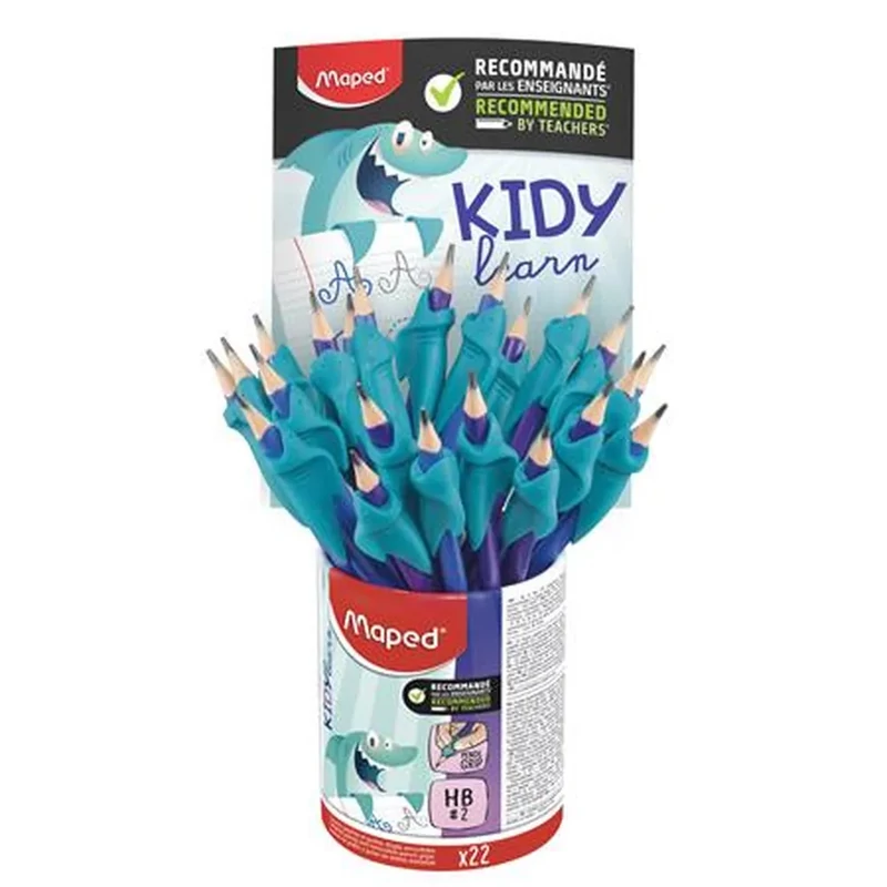 Grafitceruza radírral és ceruzafogóval, ceruzatartó, HB, háromszögletű, MAPED "Kidy Learn" 1 db