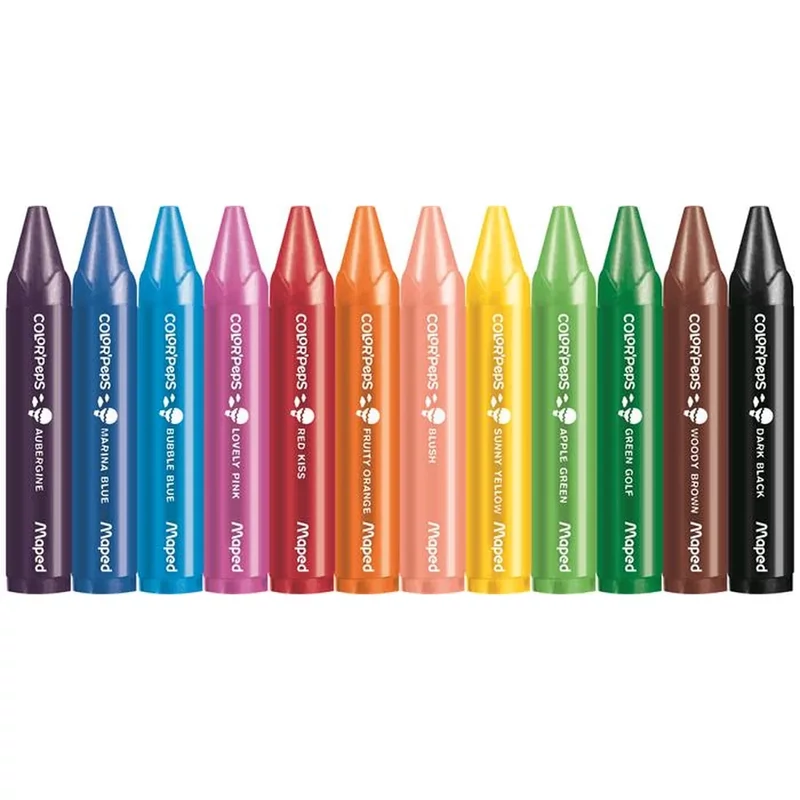 Zsírkréta, vastag, MAPED "Color`Peps MAXI Wax", 12 különböző szín