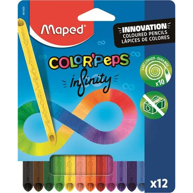 Színes ceruza készlet különleges az egész ceruza felhasználható Maped Color Peps Infinity 12 db háromszögletű