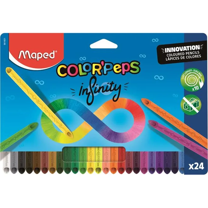 Színes ceruza készlet különleges az egész ceruza felhasználható Maped Color Peps Infinity 24 db háromszögletű
