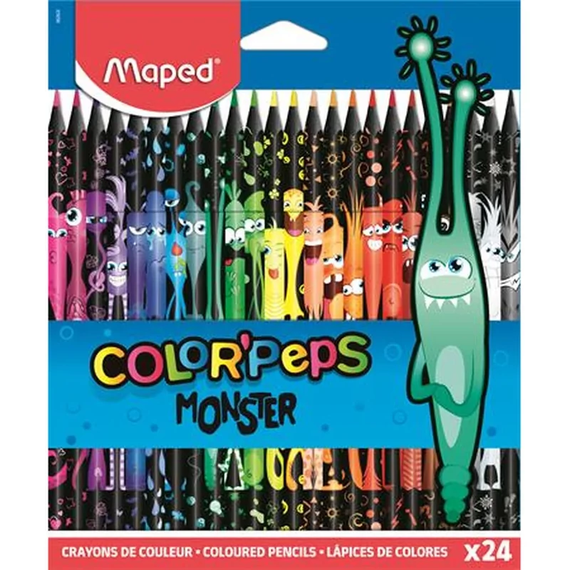 Színes ceruza készlet háromszögletű Maped Color Peps Monster 24 db