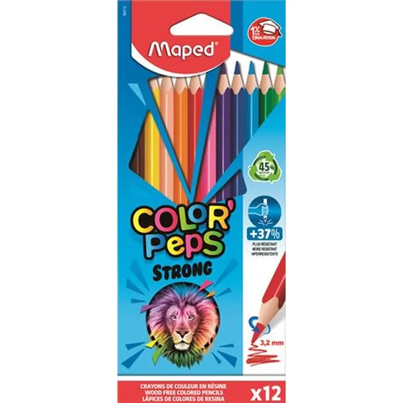 Színes ceruza készlet háromszögletű Maped Color Peps Strong 12 db