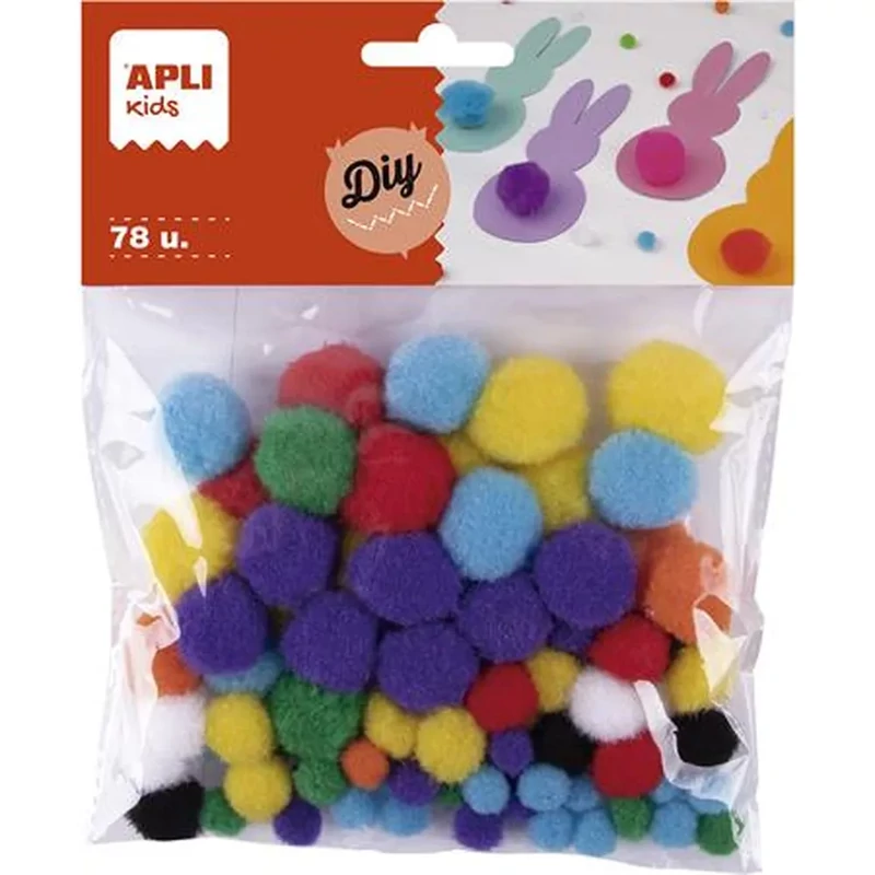 Pompom vegyes színek különböző méretek 10-22 mm 78 db/csomag Apli Creative