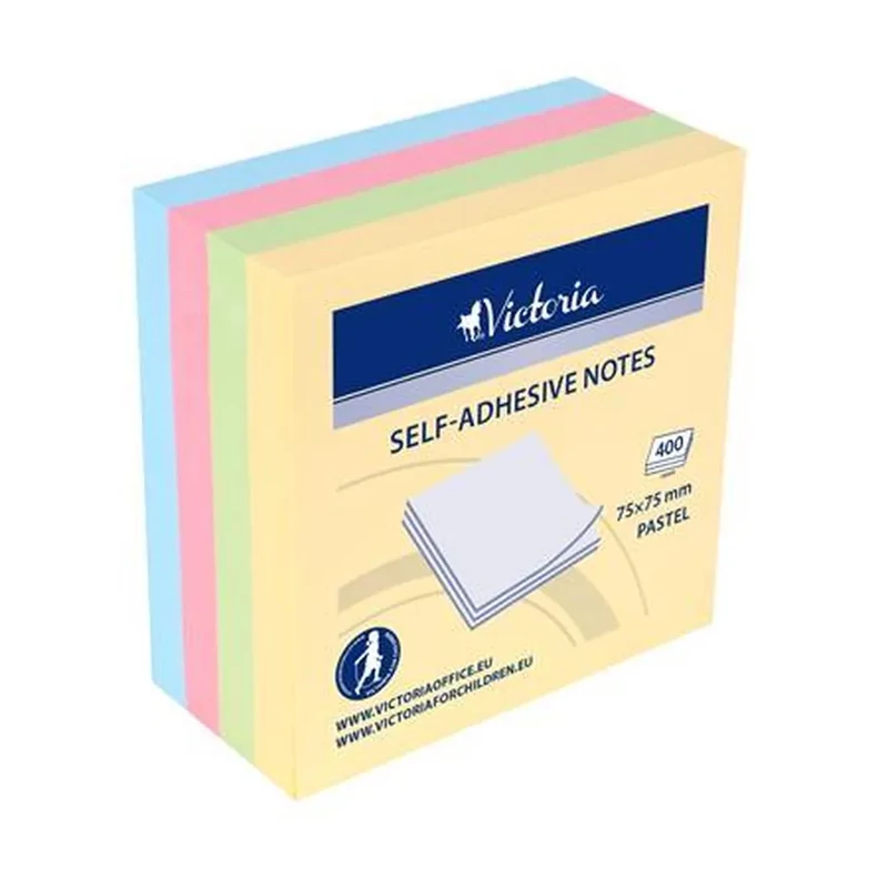 Öntapadó jegyzettömb 75x75 mm 400 lap Victoria Office pasztell színek