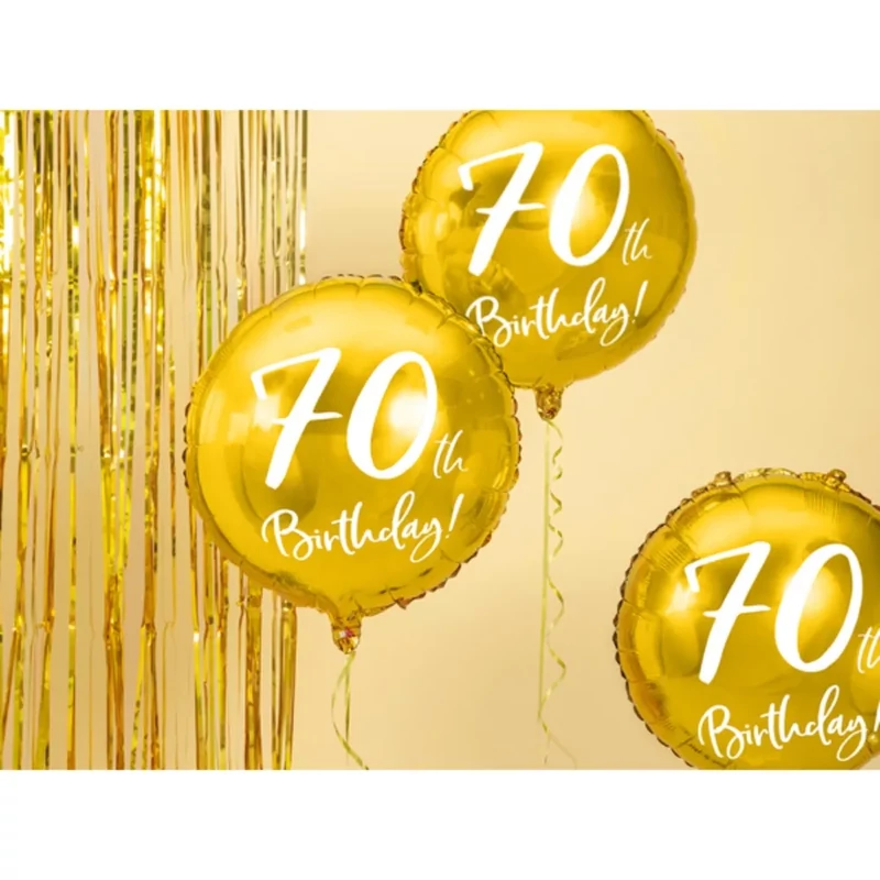 70. Évszámos lufi fólia arany happy birthday 45 cm 109483