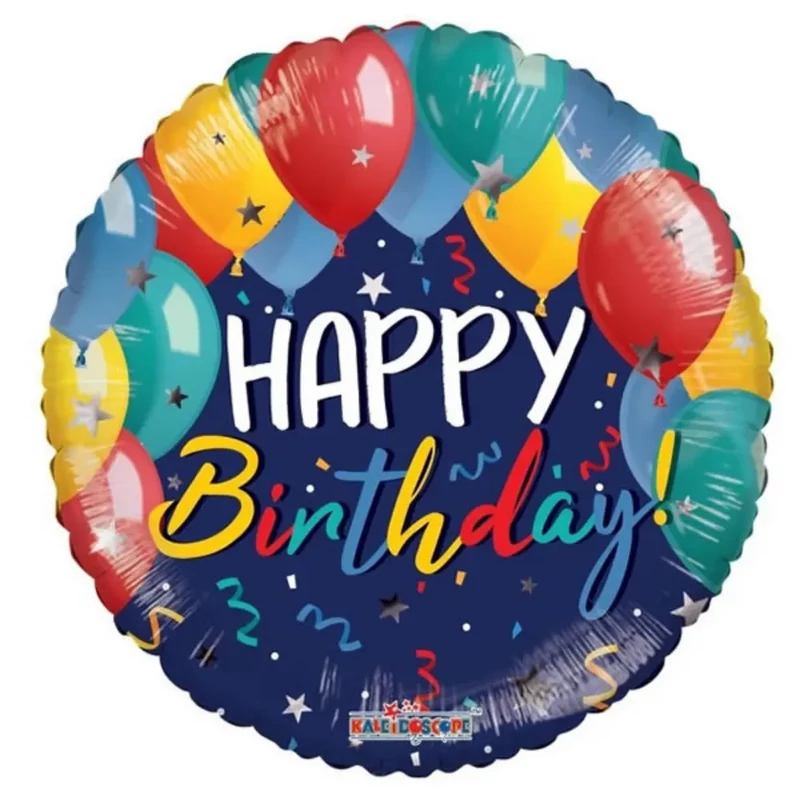 Fólia lufi 45 cm gömb alakú léggömbös Happy Birthday Eco 118392