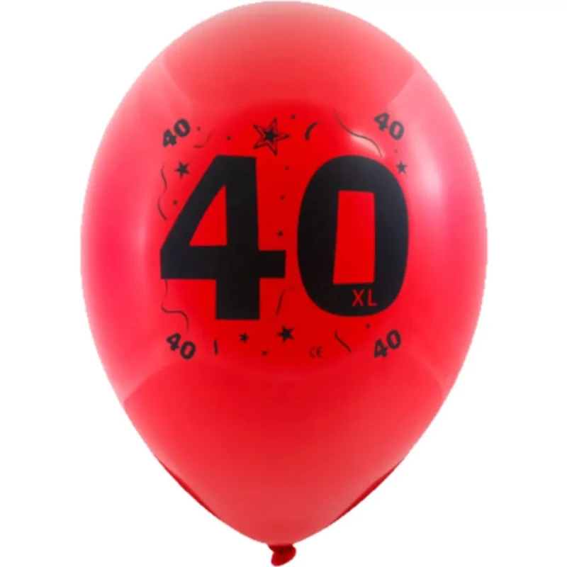 Évszámos 40. gumi lufi 30 cm-es 10 db-os csomag vegyes színekkel