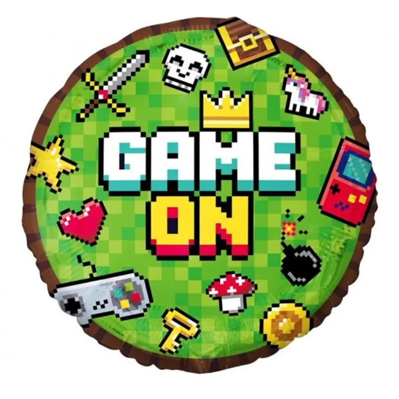 Fólia lufi 45 cm gömb Game On zöld pixel mintás 148237