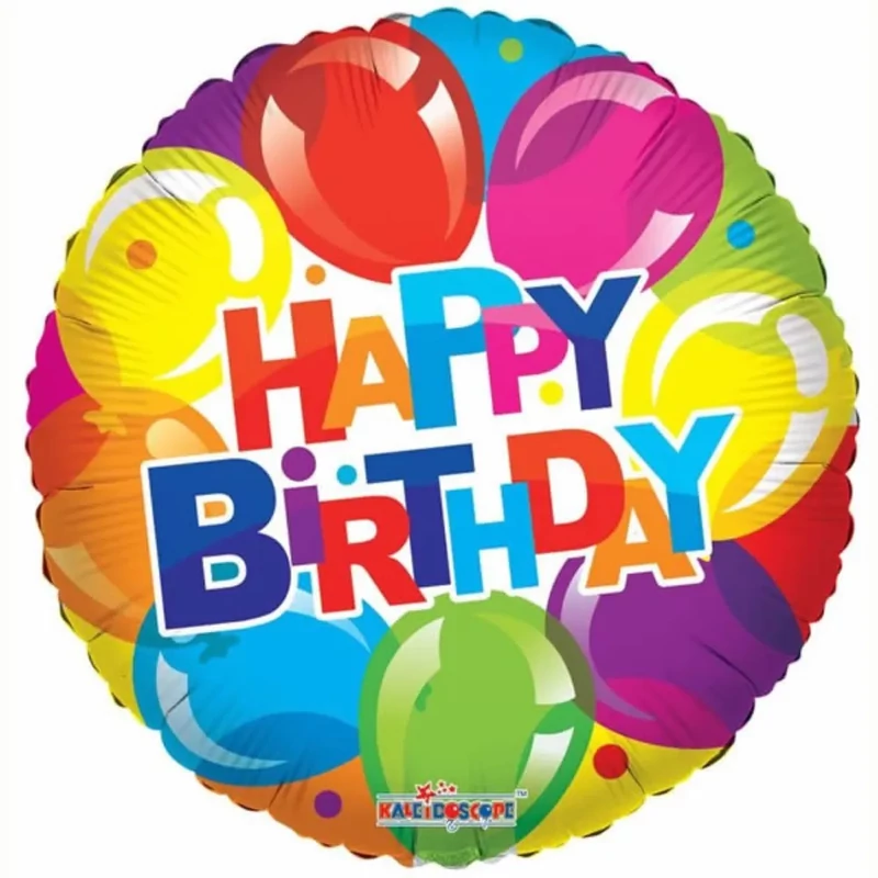 Fólia lufi 45 cm gömb fényes színes lufis Happy Birthday 196208