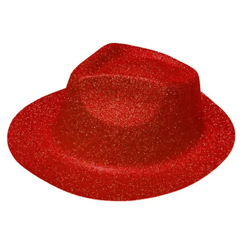 Glitteres úri kalap piros színben