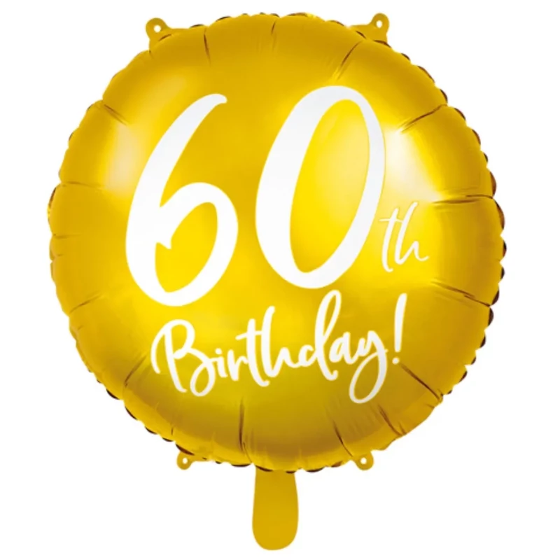 Fólia lufi 60. évszámmal arany színű Birthday felirattal 45 cm
