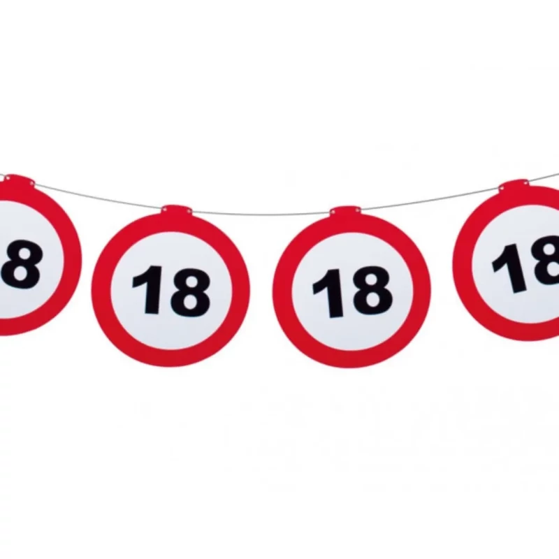 Fűzér girland behajtani tilos tábla formák 18. születésnapra 15 tábla 12 méter