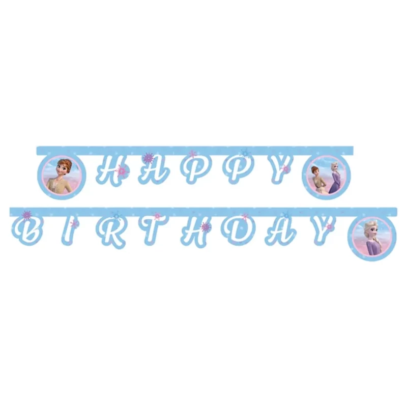 Zászlófűzér Frozen Jégvarázs 2 Happy Birthday felirat Wind Spirit 2 méter