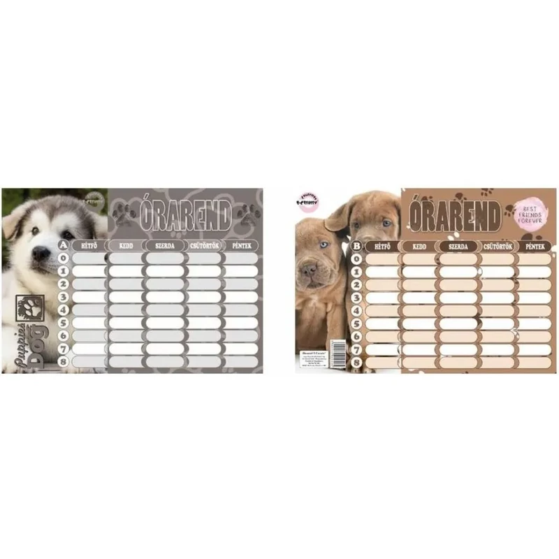 Órarend T-Creativ nagy Dogs 16,5x23,5 cm 2022 25 db/csomag