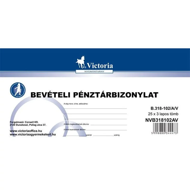 Nyomtatvány bevételi pénztárbizonylat 25x3 B318-102 Victoria