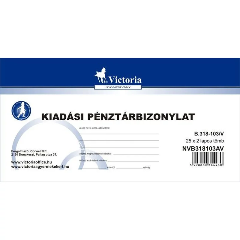 Nyomtatvány, kiadási pénztárbizonylat, 25x2, VICTORIA B.318-103