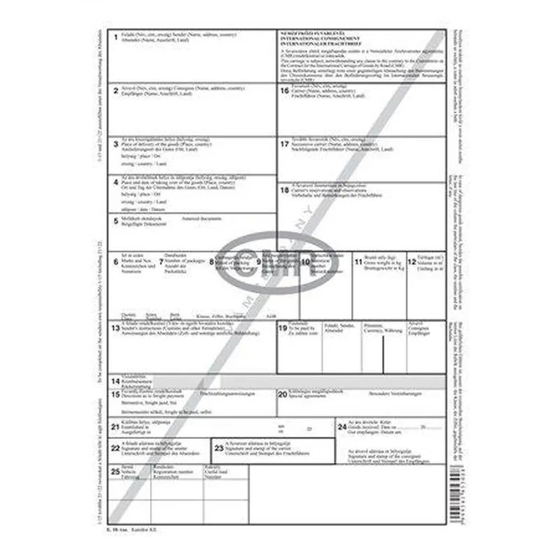 Nyomtatvány nemzetközi fuvarlevél 6 példány A4 Victoria Paper CMR 100 garnitúra