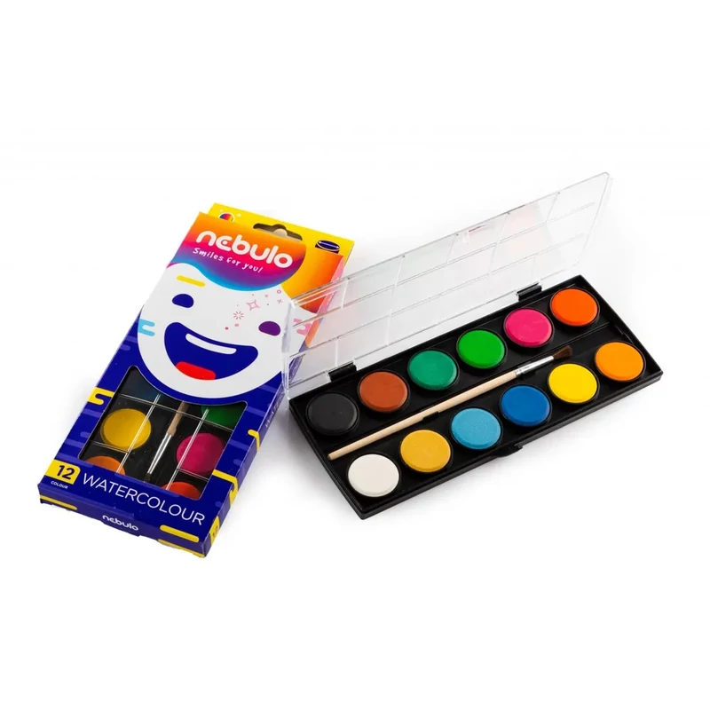 Vízfesték 23 mm 12 színes ecsettel Nebulo