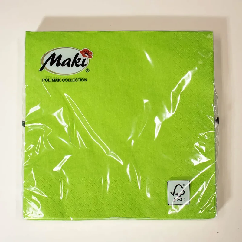 Szalvéta 3 rétegű egyszínű 33x33cm 20db/csomag Maki - Neonzöld