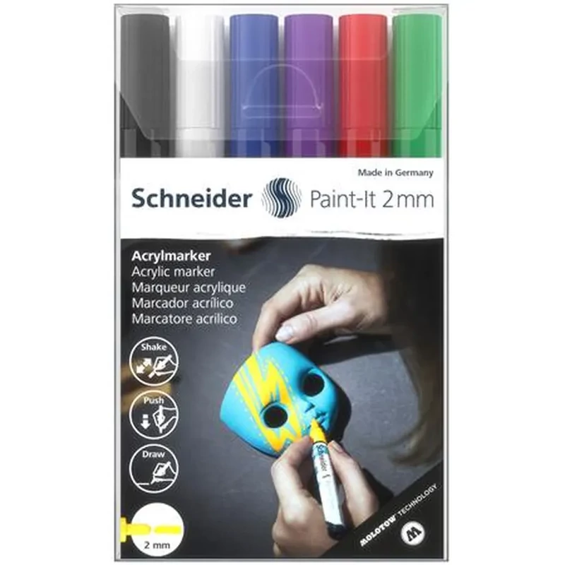 Dekormarker készlet 6 alapszín akril 2 mm Schneider Paint-It 310