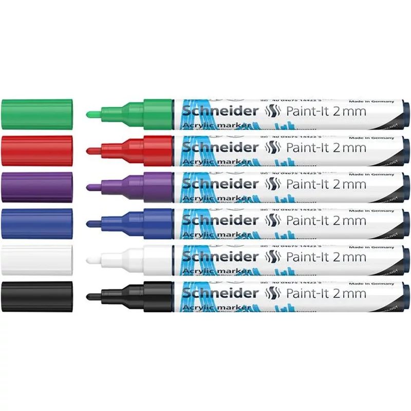 Dekormarker készlet 6 alapszín akril 2 mm Schneider Paint-It 310