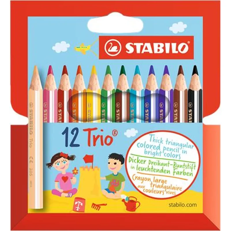 Színes ceruza készlet háromszög alakú rövid Stabilo Trio Thick 12 db