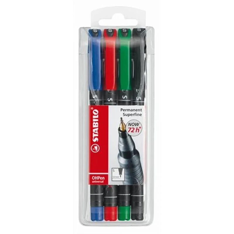 Alkoholos marker készlet 0,4mm, STABILO OHPen S, 4 klf. szín