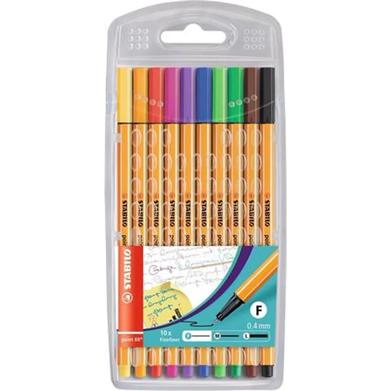 Tűfilc készlet 0,4 mm Stabilo Point 88 10 különböző szín