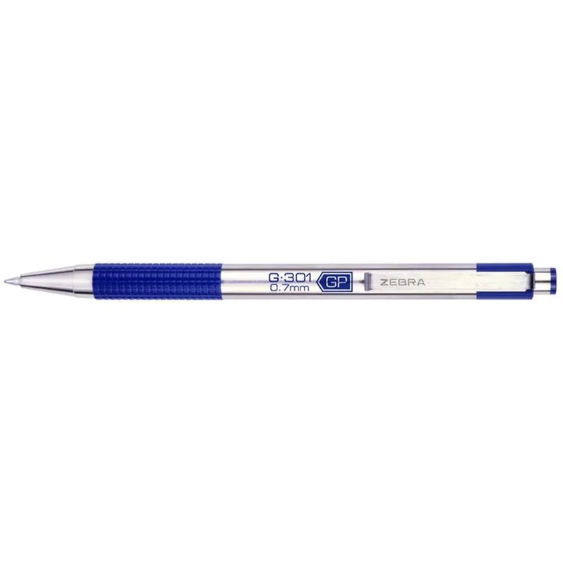 Zseléstoll, 0,38 mm, nyomógombos, ZEBRA "G-301", kék
