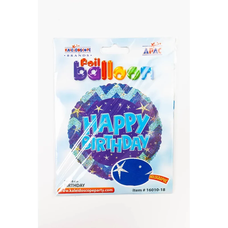 45 cm fólia lufi hologramos Happy Birthday kék 16010-18