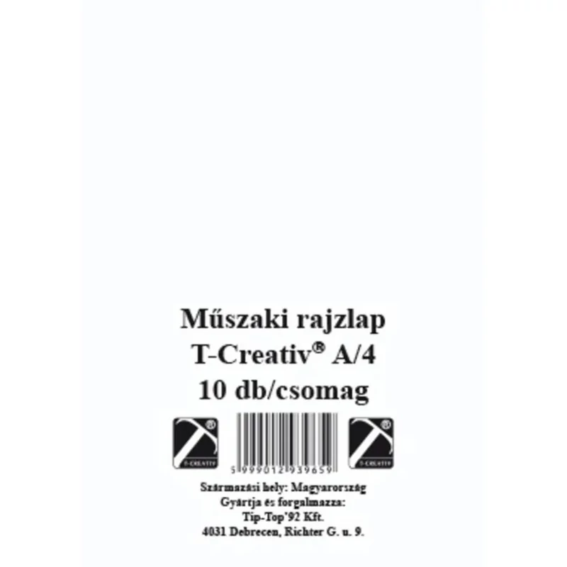 Műszaki rajzlap T-Creativ A4 10 190 g-os famentes A/4 10ív/csomag