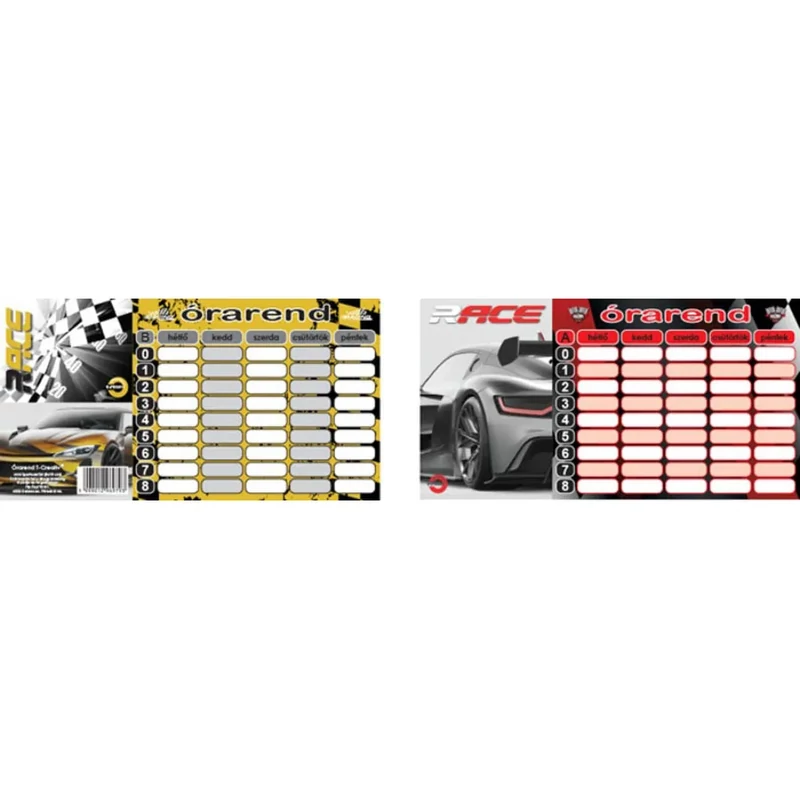 Órarend T-Creativ mini Sportcars 2024 8x15 cm A és B oldal