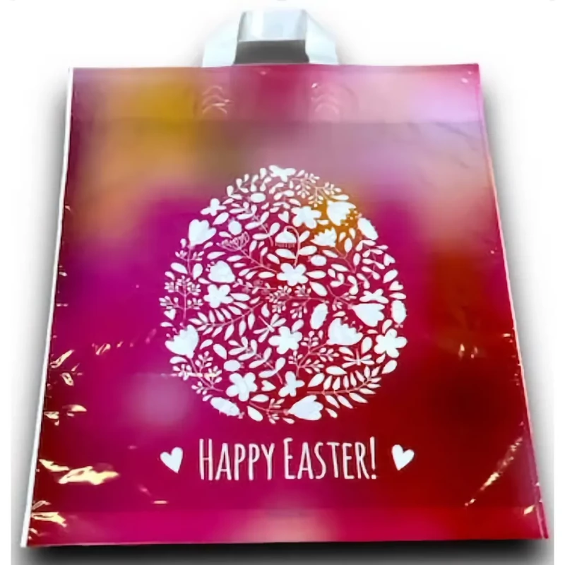 Szalagfüles bevásárló táska húsvéti Happy Easter felirattal 40x50 cm