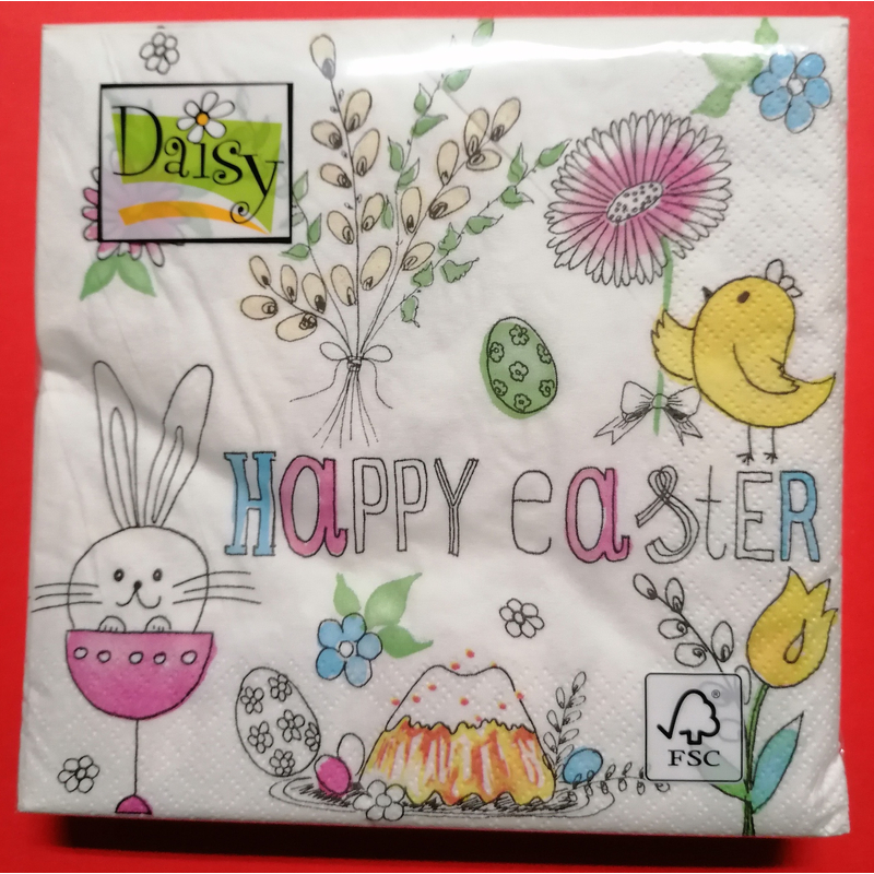 Szalvéta 3 rétegű 33x33cm 20db/csomag Happy Easter rajzolt