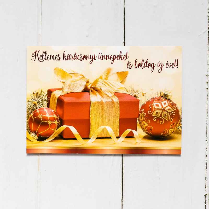 Karácsonyi ajándékdobozos képeslap borítékkal LC6 méretben EK4248