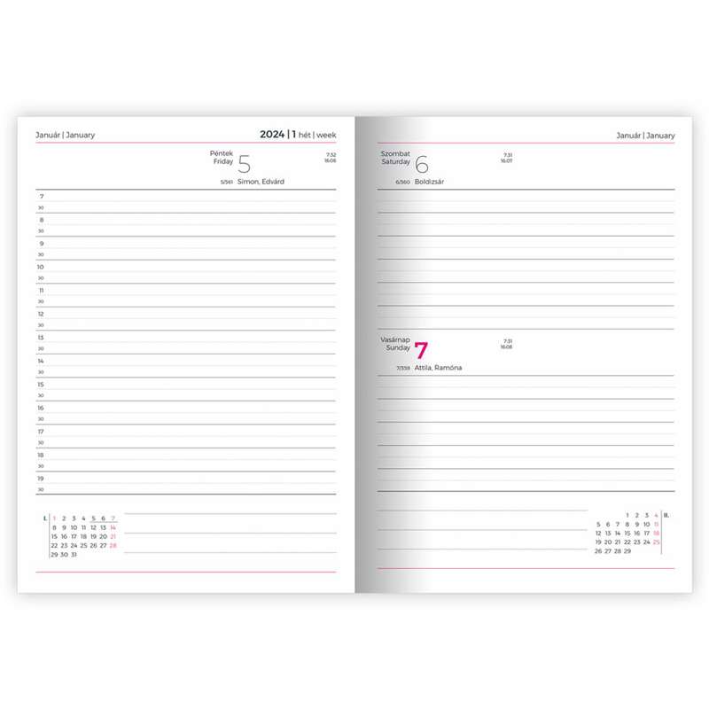 Lizzy Calendar Napi Tervező A5 design Blossoms 2024
