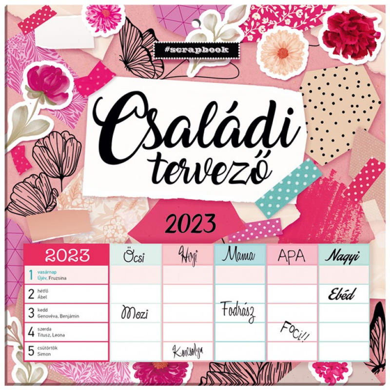 Lizzy Calendar Hűtőmágneses naptár 2 heti Anyu tervezője 2023